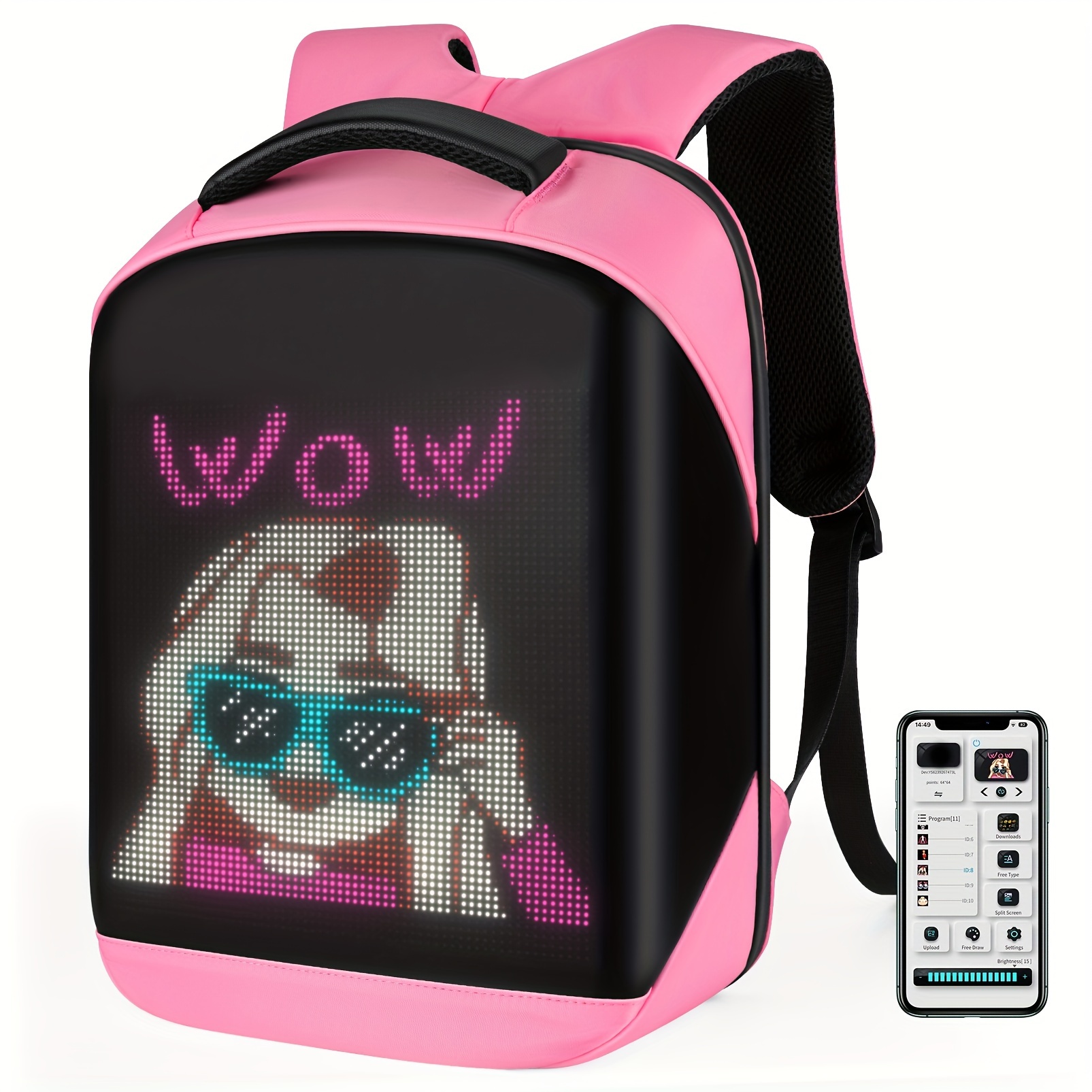 Gelrova LED Backpack City Serise with App Control, 17 Inch Cool DIY Pixel Art Animation Fashion Programming Laptop Backpack, Unique Gift for Men or Women